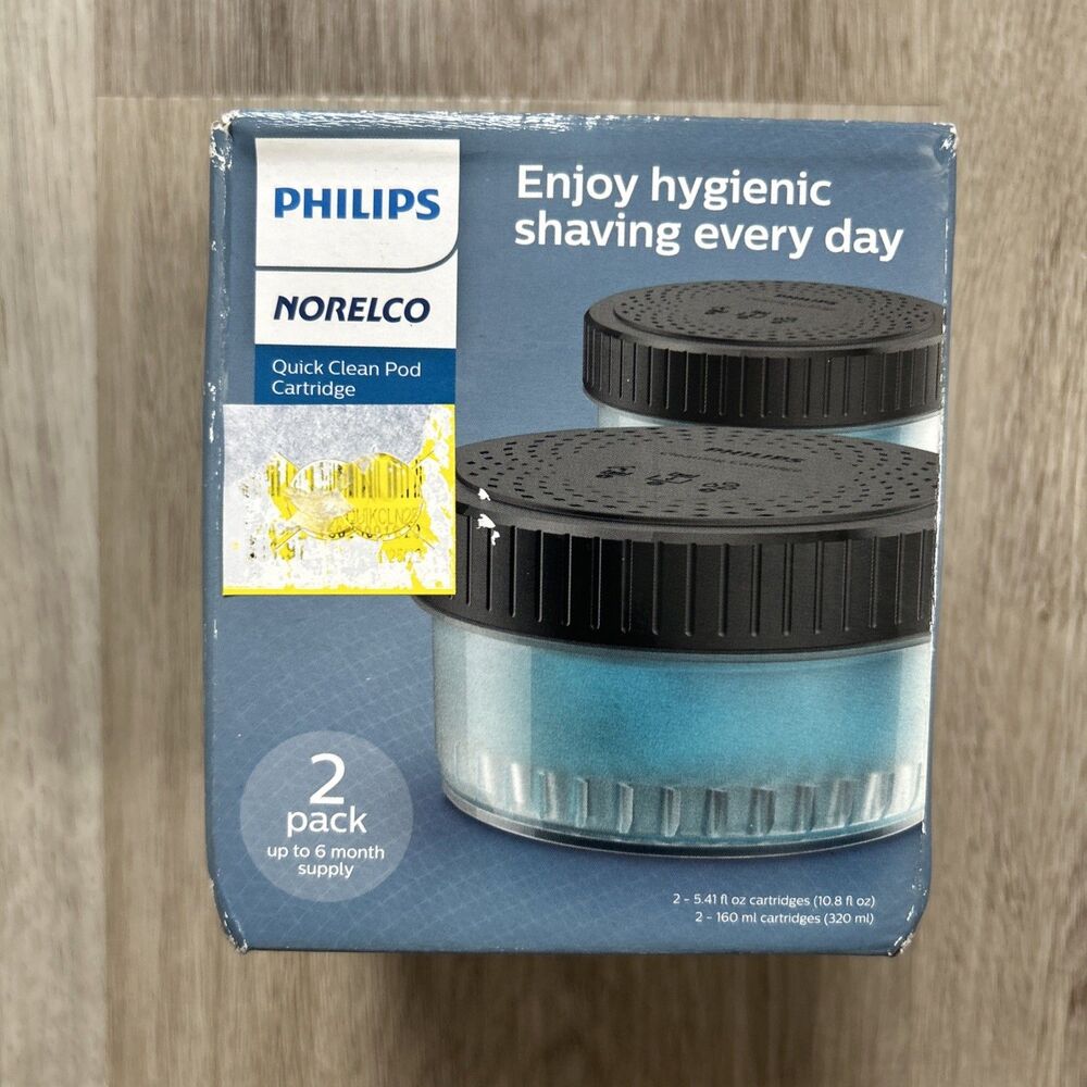 Philips Norelco Quick Clean Pod Cartridges 2 Pack NEW Shaver Cleaning Refill